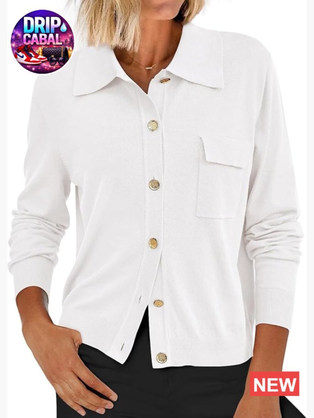 Lightweight Knitted Button Down Cardigan with Pockets Long Sleeve